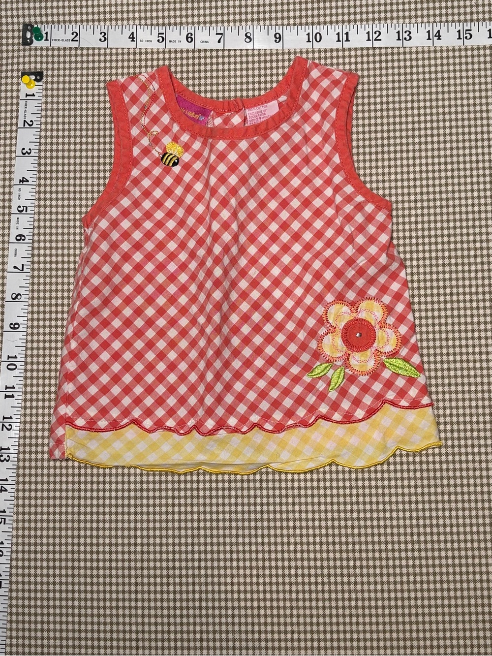 Y2K Little Lindsey Bee Gingham Tank Top Girls 24 Months